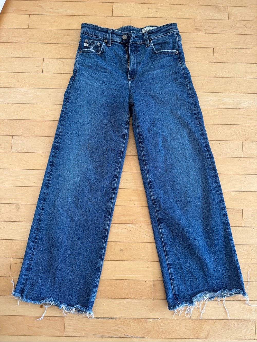 AG Adriano Goldschmied Saige Wide Leg High Rise Jeans Size 27 Raw Hem